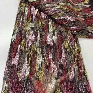 Wholesale African Sequins Beaded Lace Fabric 2025 High Quality heavy Lace 5 Yards French Lace Fabric Nigerian Lace Fabrics ZX
