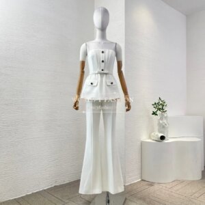 2025 New Chic Women’s Sleeveless White One-piece Jumpsuits