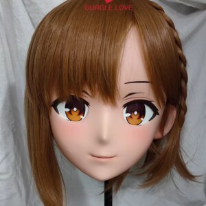 (GLA04020)Customize Character Resin Half Head Japanese Animego Cosplay Crossdressing Doll Anime Kigurumi Mask With Eyes And Wig
