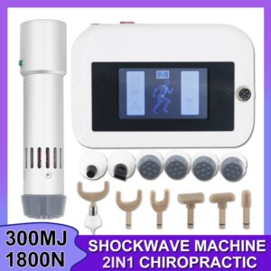 300MJ Shockwave Therapy Machine With 17 Heads 2In1 Electric Spine Chiropractic Gun 1800N Deep Tissue Massage for Muscle Soreness