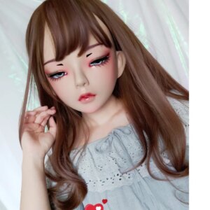 (Tian-B)Female Sweet Girl Resin Half Head Kigurumi BJD Eyes Crossdress Cosplay Japanese Anime Role Lolita Mask With Eyes And Wig