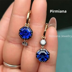 Primiana New Fashion 18k Yellow and Black Gold 7.34ct Lab Grown Sapphire Earrings for Women Party Gifts