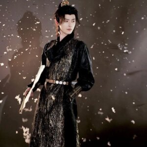 TGCF 2HA National Leather Robe Tang Round Neck Robe Chinese silk robe ancient knight hanfu men hanfu Prince emperor dress