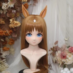 Customize Character Female/Girl Resin Kig Full Head With Lock Anime Cosplay Japanese Anime Kigurumi Mask