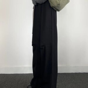 Wide Leg Pants Suit Black Special-Interest Design Loose Casual