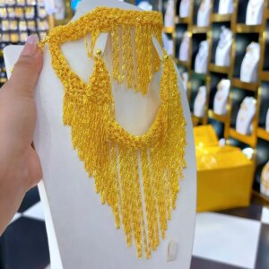 New Dubai 24K Gold Plated Necklace, Earrings, Bracelet for Women’s Romantic Wedding Party, Mother’s Day Jewelry Set YY10541