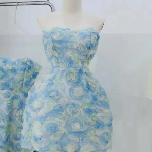 New Colorful Floral Short Party Dresses Strapless Bridal Dress Custom Made Couture Garden Rose Flower Women Mini Dresses