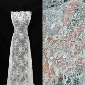 2025 Fashion White French Mesh Groom Embroidery Sequins Lace Fabric African Nigerian Lace Fabric For Wedding Dress Party Women