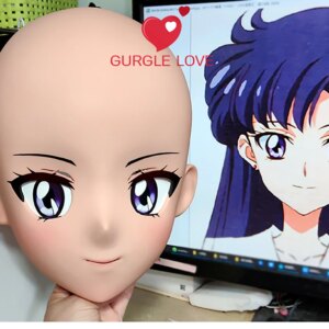 (GLK12)Customize Character Resin Half Head Japanese Animego Cosplay Crossdressing Doll Anime Kigurumi Mask With Eyes And Wig