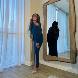 Little Daisy Customized Pleat Ruched Straight High Collar Midi Dresses Bespoke Occasion Dresses High Quality