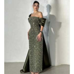 Gorgeous Sequined Mermaid Evening Dresses Customzied Beading Formal Women Robes de Gala New Shiny Prom Gowns with Stain Train