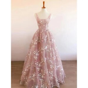 Dresses For Special Events Party Dresses Strap Pink High-end Evening Dress Flower Wedding Dress Toast Dress, Birthday Party Host