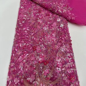 Latest African 3D Flower Lace Fabric 2024 High Quality Groom Lace Material French Nigerian Lace Fabrics For Women Party Wedding