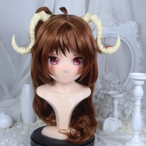 Customize Character Female/Girl Resin Kig Full Head With Lock Anime Cosplay Japanese Anime Kigurumi Mask