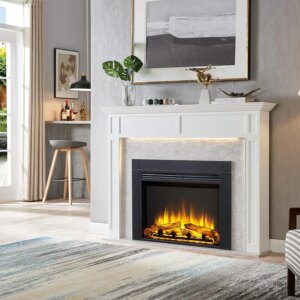 Electric Fireplace Insert with Front Trim Kit, Fire Crackling Sound, Remote Control Heater, 36 “x 26” H (EF443), 750W, 1500W