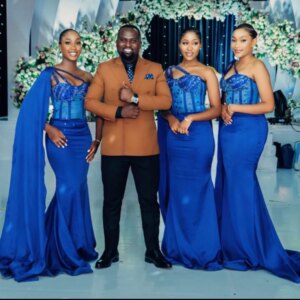 Customized Royal Blue Mermaid Bridesmaid Dresses Long One Shoulder Satin Crystal Wedding Party Dresses Elegant Women 2025