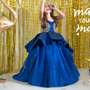 Blue Mini Quinceanera Dresses Mexican Ball Gown Tulle Appliques Flower Girl Dresses Weddings Charro Pageant Dresses Customized