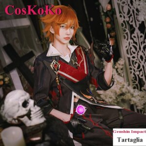 CosKoKo Tartaglia Cosplay Anime Game Genshin Impact Costume Beholders Form Combat Uniform Halloween Party Role Play Clothing