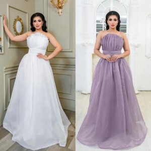 Customized  Organza Draped Pleat Ruched Prom A-line Strapless Bespoke Occasion Gown Long Dresses  Sexy Casual