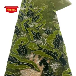 5Yards 2025 Delicate Elegant Latest High Quality Austria Embrodered Velvet With Stones Fabric For Wedding Evening Dress NN_2698Z