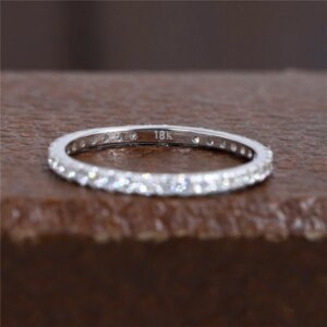 JY Jewerlry 18K Solid Gold Full Eternity Prong Set Band Ring HPHT Lab Diamond Women’s Bridal Set Band Anniversary Gold Ring