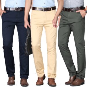 New Arrival Summer Men’s Casual Fashion Elastic Cotton Slim Fit Straight Tube Thin Men’s Pants Plus Size 29-36 38 40 42