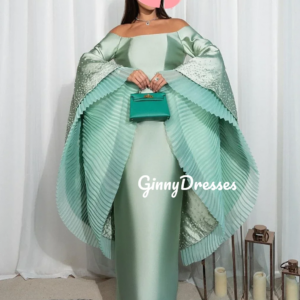 Customized Evening Dress Woman Off-The-Shoulder Neckline A-Line Beadings Prom Dresses Ankle-Length Zipper Up Long Sleeves Weddin