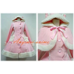 fondcosplay Gothic Lolita Punk Fashion Sweet baby pink Wool Coat Jacket dress cape Cosplay Costume CD/TV[CK1193]