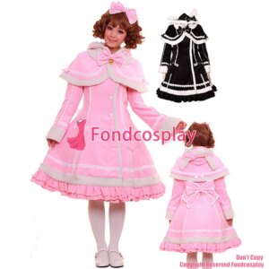 fondcosplay Gothic Lolita Punk Sweet Pink Wool Coat Jacket With Cape dress Cosplay Costume CD/TV[CK1344]