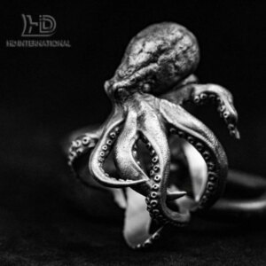 Big Octopus Ring Open Ring Cthulhu Ring 925 Sterling Silver Octopus Ring Handmade Silver Ring Octopus Jewelry