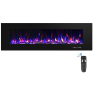 42 Inch Wall Mounted Not For Recessed Electric Fireplace Heaters  LED Real Flame Indoor Fireplace