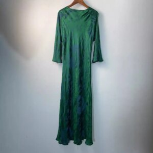 High Quality 2024 Summer and Autumn Chinese Silk Fishtail Skirt Yufei Emerald Green Dress 100% Real Women’s