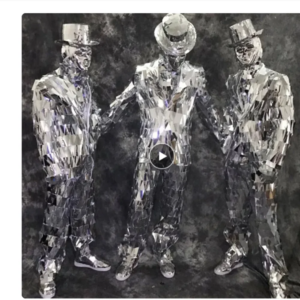 RE43 Party mirror men suit stage dance costumes silver mirror jacket bar perform wears mirror coat dj outfits silver disco mask