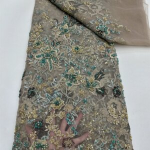 Nigerian Sequins Lace Fabric 2025 High Quality African Lace Fabric Heavy Beaded And Pearls For Woman Party Dresses
