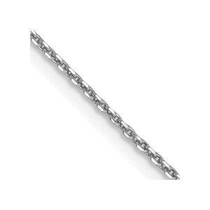 14K White Gold 18 inch.9mm Diamondcut Round Open Link Cable with Lobster Clasp Chain