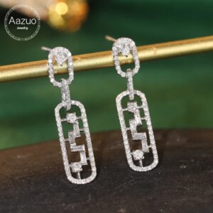 Aazuo 18K Solid Jewelry White Gold Real Diamond 0.50ct Luxury Original Stud Earring Gift For Women Engagement Dinner Party Au750