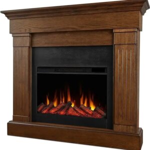 Crawford Fireplace, Real Flame, Chestnut Oak, 8020E