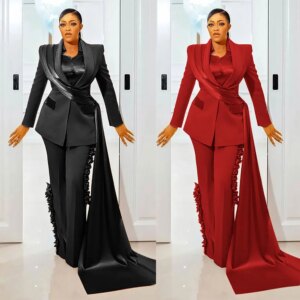 Designer Ruffles Mother Of The Bride Pant Suits Formal Office Female Suit Lady Blazer Wear Prom Party Business Outfits 2 Pieces