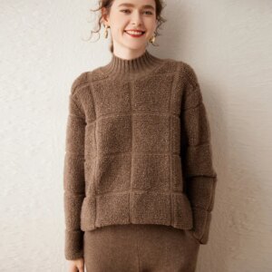 High Quality Half Turtleneck Thickened Towel Ring Pure Sweater Knitted Women’s Loose Thick Bottoming Shirt New Western Style