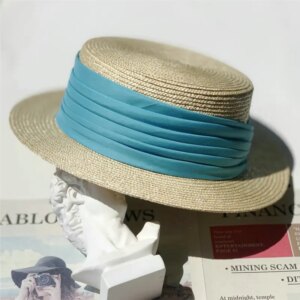 Summer new pleated decoration flat eaves hat woman casual top
