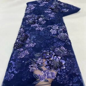 Luxury High Quality French Tulle Net Sequins Lace Fabric African Lace Fabric For Nigeria Wedding Party Dress TS2837