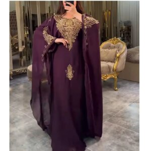 Moroccan Kaftano Arabic Abaya Cristal Glass Stone Hand Beads India & Pakistan Clothing