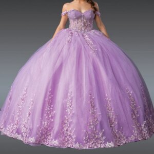 Lilac Shiny Quinceanera Dresses Ball Gown Off The Shoulder Applique Lace Beads Tull Party Birthday Sweet 16 Vestidos 15 De Anos