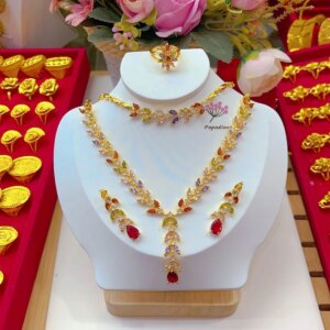 Dubai New High end 24K Gold Plated Necklace, Earrings, Rings, Bracelets, Suitable for Women’s Wedding Party Jewelry Set YY10526