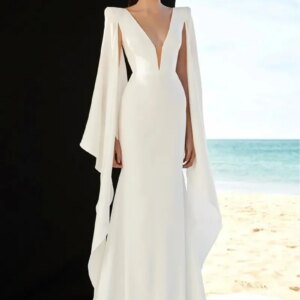2023 New Arrival Runway Luxury Designer Dresses Female Sexy V Neck Evening Elegant White Long Mermaid French Maxi Dress Women