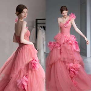 Customized Jiayigong High Quality Exquisite Simple One-shoulder A-line Evening es Fold Contoured Organza Custom