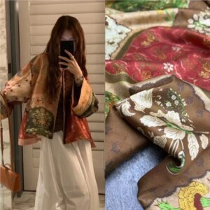 High-end custom-made silk and wool printed fabric for outerwear suit clothing