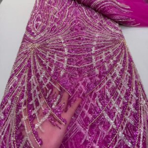African Sequins Lace Fabric Nigerian 2025 High Quality Beads French Mesh Heavy Embroidery Wedding Dresses Lace Sewing