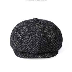 New tweed herringbone newsboy hat men’s forward Plus size cap