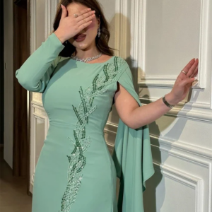 Customizeds  Beading Wedding Party A-line O-Neck Bespoke Occasion  Ankle Length Saudi Arabia